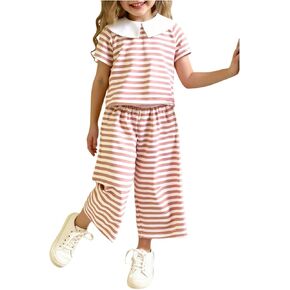 Soly Hux Toddler Girl's Summer Summer Outfits لطيف مخطط مخطط قصير الأكمام. in Kuwait
