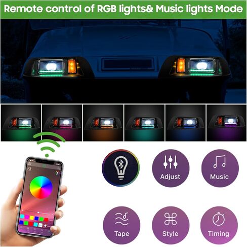 Golf Cart Light Kit for Yamaha G14 G16 G19 G22 Gas & Electric, Deluxe Headlight Taillight with Turn Signal Switch Horn Button, Blinker & Brake Light Switch Pad in Saudi Arabia