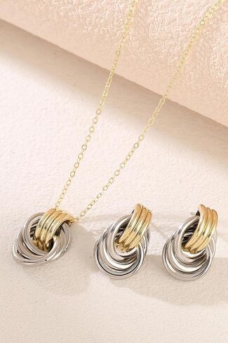 Gold Knot Pendant Necklace for Women Gold Statement Geometric Necklace Dainty Link Choker Necklace Trendy Jewelry Accessories in Saudi Arabia