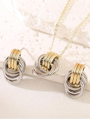 Gold Knot Pendant Necklace for Women Gold Statement Geometric Necklace Dainty Link Choker Necklace Trendy Jewelry Accessories in Saudi Arabia