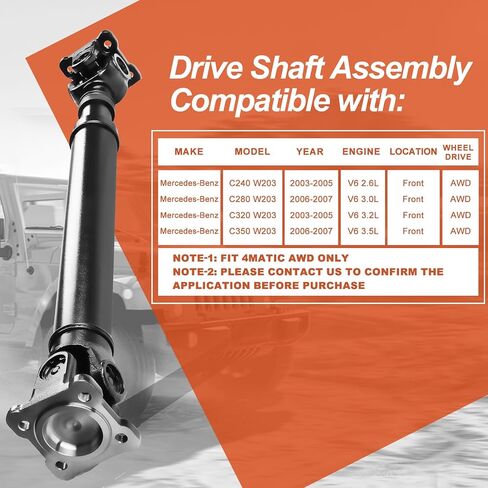 936-330 Front Drive Shaft Prop Shaft Driveshaft Assembly Compatible with Mercedes-Benz W203 Series C240, C320 2003-2005, C280, C350 2006-2007, AWD Automatic Transmission, Replace OE 2034106106 in Saudi Arabia