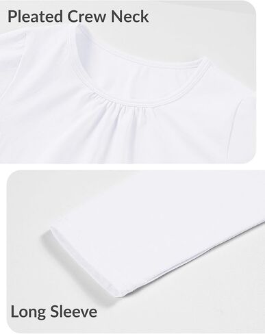 Witwot Girls Long Sleeve Dorts Cotton Crew Decrit Thirts Kids Plain Tops Tees Girl Clothes Size 5-12 Years in Kuwait