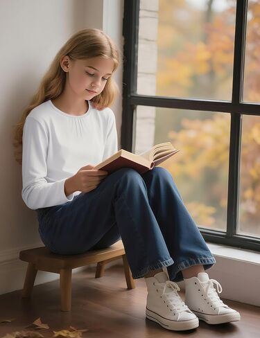 Witwot Girls Long Sleeve Dorts Cotton Crew Decrit Thirts Kids Plain Tops Tees Girl Clothes Size 5-12 Years in Kuwait