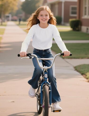 Witwot Girls Long Sleeve Dorts Cotton Crew Decrit Thirts Kids Plain Tops Tees Girl Clothes Size 5-12 Years in Kuwait