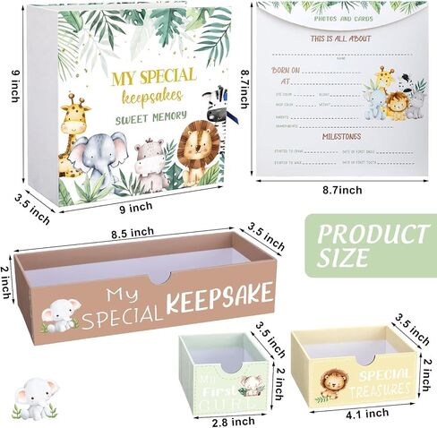 Baby Keepsake Box for Treasured Memories Elephant Newborn Memory Organizer with 9 Labeled Compartments Baby's First Keepsake Book Gender Neutral Baby Shower Gifts for New Baby Girls Boys in Saudi Arabia