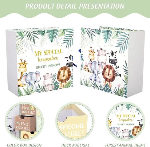 Baby Keepsake Box for Treasured Memories Elephant Newborn Memory Organizer with 9 Labeled Compartments Baby's First Keepsake Book Gender Neutral Baby Shower Gifts for New Baby Girls Boys in Saudi Arabia