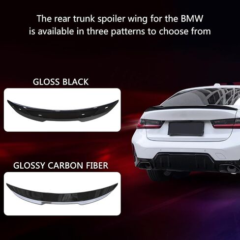 المفسد لـ BMW 3 Series Sedan 2025-2020 بدون حفر جناح المفسد الجذع الخلفي لـ G20 330i 330e Sedan G80 M3 (Black Black) in Kuwait