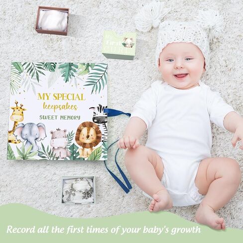 Baby Keepsake Box for Treasured Memories Elephant Newborn Memory Organizer with 9 Labeled Compartments Baby's First Keepsake Book Gender Neutral Baby Shower Gifts for New Baby Girls Boys in Saudi Arabia
