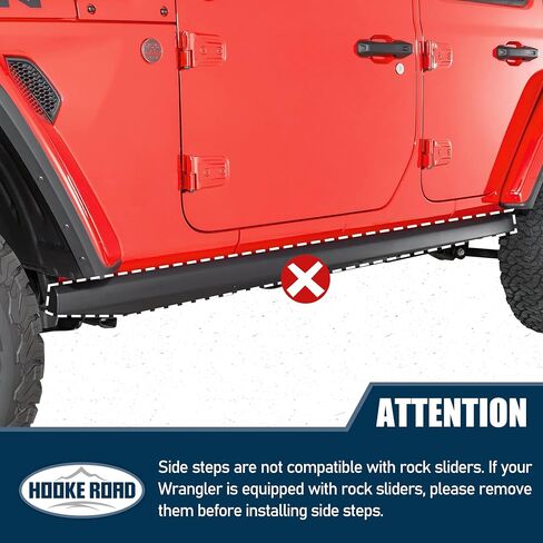 Hooke Road Wrangler JL Running Board Side Step Bars for 2018-2025 Jeep Wrangler JL 4 Doors Only, Drop Down 6.2" Step Rails in Saudi Arabia