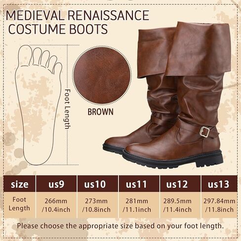 Halloween Faux Leather Pirate Boots Costume Boots Gothic Medieval Boots Renaissance Boots for Men Cosplay in Kuwait