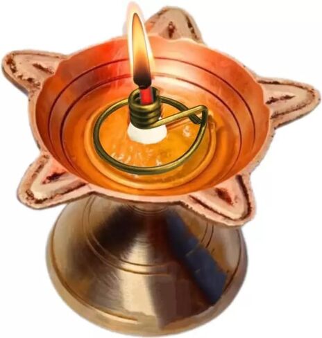 Niranjan Kadi Brass Ring حامل فتيل لـ Diya Bati Oil Lamps (شكل مستدير) لبوجا ديبام ديباك كوتون ساماي كوثو فيلاكو ثيري (4) in Saudi Arabia