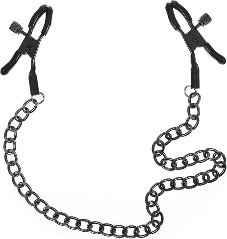 Adjustable Metal Chain Nipple Clamps Body Chain Stainless Steel Nipple Jewelry Non Piercing Body Jewelry for Women, Bodys Chains for Women (Black) in Kuwait