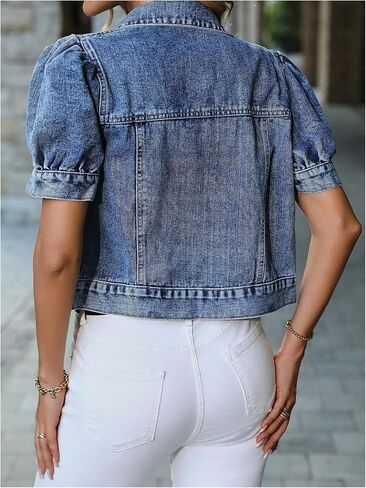 Wdirara Women's Button Down Puff Short Sleeve Desced Justct in Saudi Arabia
