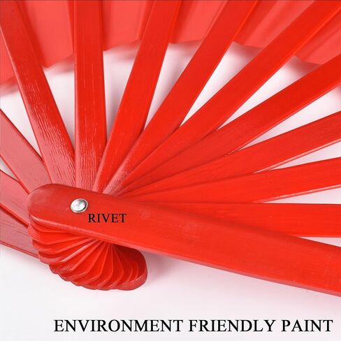 مراوح يدوية كبيرة قابلة للطي باللون الأحمر من الخيزران، مروحة كونفو للمناسبات والمهرجانات وعروض الرقص (جميعها باللون الأحمر) in Kuwait