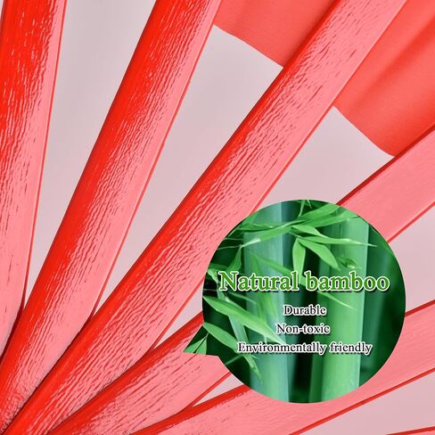 مراوح يدوية كبيرة قابلة للطي باللون الأحمر من الخيزران، مروحة كونفو للمناسبات والمهرجانات وعروض الرقص (جميعها باللون الأحمر) in Kuwait