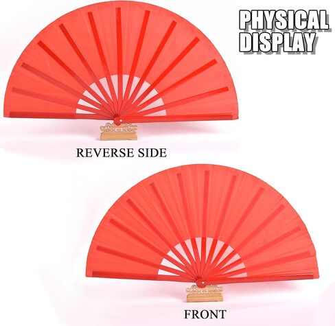 مراوح يدوية كبيرة قابلة للطي باللون الأحمر من الخيزران، مروحة كونفو للمناسبات والمهرجانات وعروض الرقص (جميعها باللون الأحمر) in Kuwait