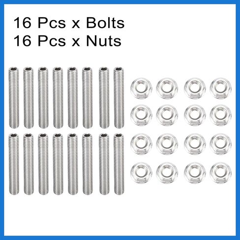 16pcs Stainless Steel Exhaust Manifold Bolt Stud Hardware for Ford 4.6 5.4 Liter V8 2 Manifolds Auto Accessories in Saudi Arabia