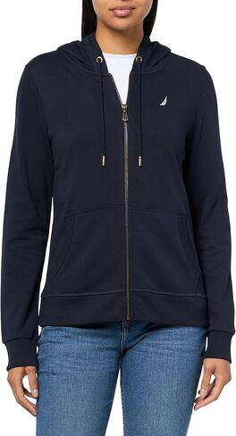 Nautica Women's Solid Zipper Long Sleeve Hoodie Sweatshirt in Saudi Arabia