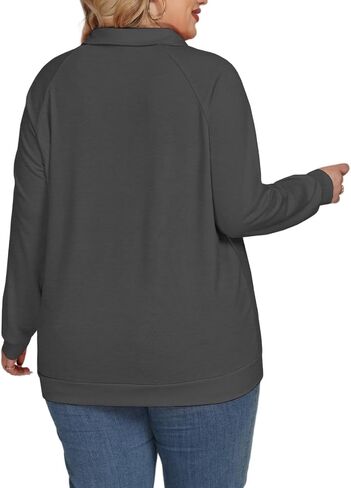 مسكن للنساء زائد الحجم من النوعية غير الرسمية Collared v Polo Polo Tops Long Sleeve Pullover tunics in Saudi Arabia