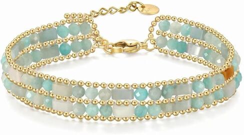 Natural Stone Beaded Bracelets for Women Beads Stackable Energy Healing Bracelets Beaded Colorful Gemstone Boho Summer Jewelry for Women in Kuwait