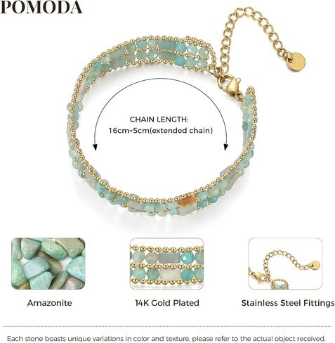 Natural Stone Beaded Bracelets for Women Beads Stackable Energy Healing Bracelets Beaded Colorful Gemstone Boho Summer Jewelry for Women in Kuwait