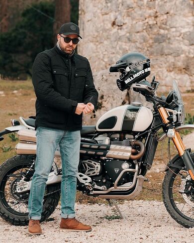 Motorcycle Jacket with CE Armor, Vintage Casual Motorbike Riding Protective Gear with Removable Liner All Season Black XL in Saudi Arabia
