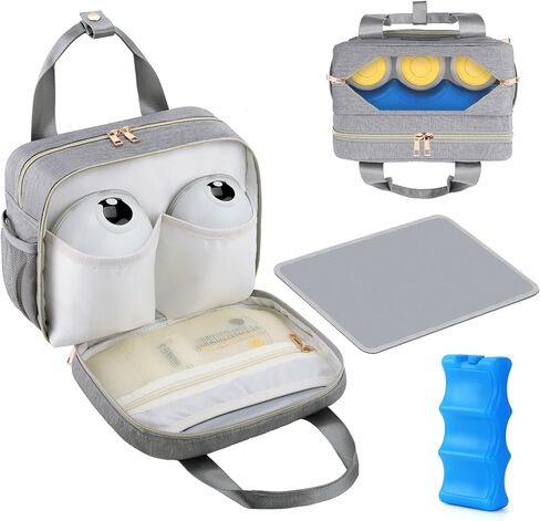 PIIOSER Breastmilk Cooler Bag with Ice Pack, Compatible with Wearable Breast Pumps & Accessories - Portable Pumps Carrying Case for Nursing & Working Moms, Blue in Kuwait