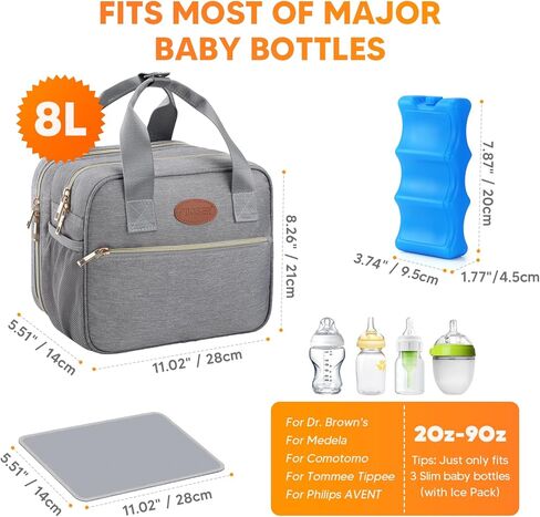 PIIOSER Breastmilk Cooler Bag with Ice Pack, Compatible with Wearable Breast Pumps & Accessories - Portable Pumps Carrying Case for Nursing & Working Moms, Blue in Kuwait