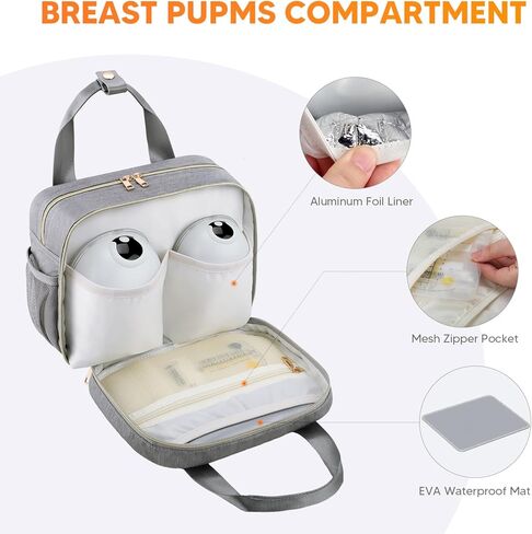 PIIOSER Breastmilk Cooler Bag with Ice Pack, Compatible with Wearable Breast Pumps & Accessories - Portable Pumps Carrying Case for Nursing & Working Moms, Blue in Kuwait