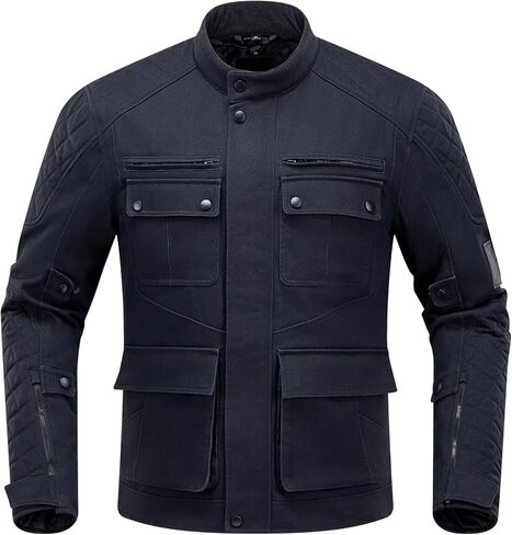 Motorcycle Jacket with CE Armor, Vintage Casual Motorbike Riding Protective Gear with Removable Liner All Season Black XL in Saudi Arabia