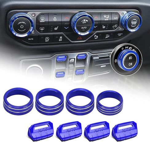أغطية مقبض التحكم في المعادن الحمراء ، متوافقة مع Jeep Wrangler JL/JLU 2018-2025 & Gladiator JT-واقيات زر النافذة/AC/راديو (8pcs ، أحمر) in Kuwait