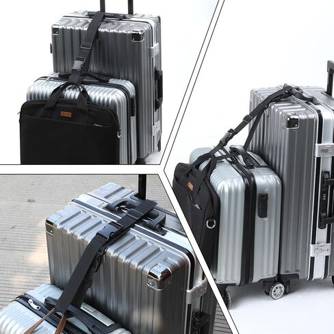 4 Pcs Add a Bag Luggage Straps Adjustable Suitcase Strap Belt Connector Travel Packing Accessories Attachment for Connecting Two Suitcases Packages Together (Black) in Saudi Arabia