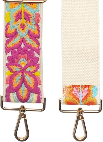 Floral Women's Wide 2" Replacement Purse Bag Strap for Handbags - Crossbody Shoulder Straps w/Gold Clips (Floral) in Saudi Arabia