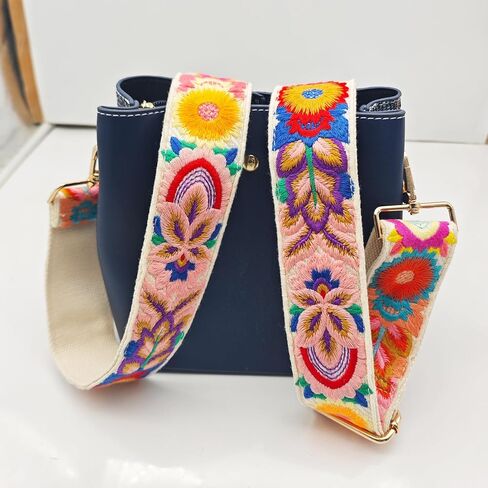 Floral Women's Wide 2" Replacement Purse Bag Strap for Handbags - Crossbody Shoulder Straps w/Gold Clips (Floral) in Saudi Arabia