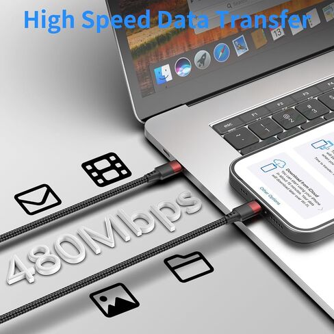 USB C to Lightning Cable 1FT Short, 2Pack Power Delivery USB C iPhone Fast Charger Cord 12inch Braided Type C to Lightning Data Sync Cable in Saudi Arabia