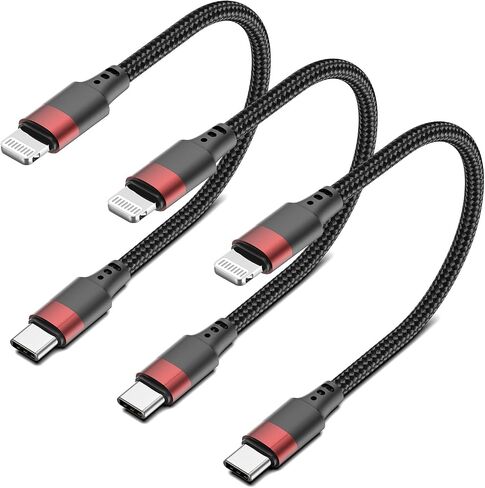 USB C to Lightning Cable 1FT Short, 2Pack Power Delivery USB C iPhone Fast Charger Cord 12inch Braided Type C to Lightning Data Sync Cable in Saudi Arabia