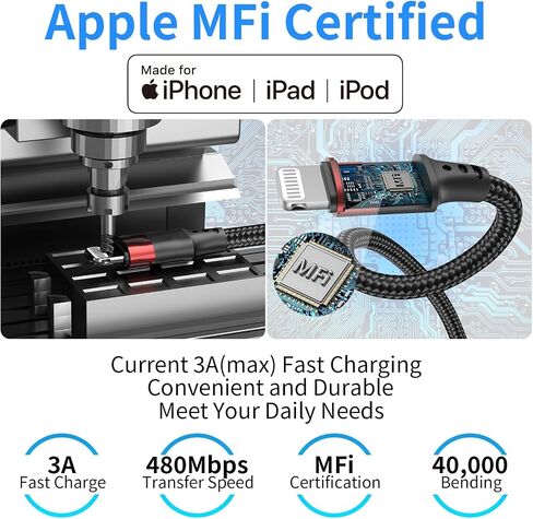 USB C to Lightning Cable 1FT Short, 2Pack Power Delivery USB C iPhone Fast Charger Cord 12inch Braided Type C to Lightning Data Sync Cable in Saudi Arabia