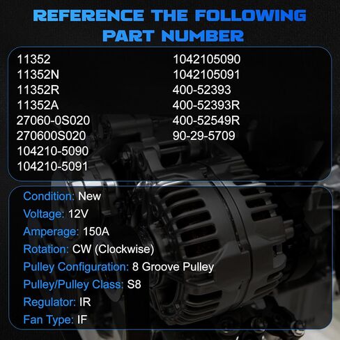 Alternator 11352 for 2007-2021 Tundra 5.7L, for 2010-2019 Tundra 4.6L, for 2011-2012 Sequoia 4.6L, for 2008-2022 Sequoia 5.7L, for 2010-2013 GX460 4.6L 150Amp Alternator 11352N 27060-0S020 in Saudi Arabia