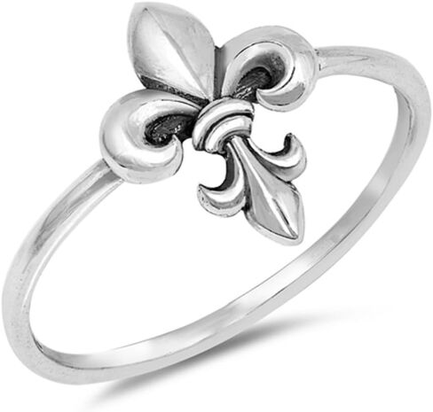 Clostoutwarehouse 925 Sterling Silver Oxidized Fleur de Lis Band Band Ring in Saudi Arabia