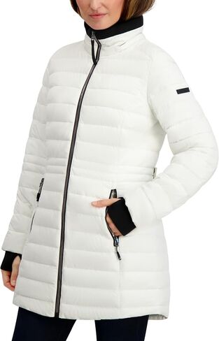 Nautica Women's Lt Down Jacket with Hood, 3/4 Length in Saudi Arabia