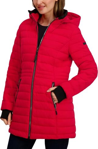 Nautica Women's Lt Down Jacket with Hood, 3/4 Length in Saudi Arabia