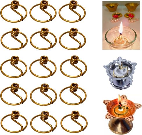 Niranjan Kadi Brass Ring حامل فتيل لـ Diya Bati Oil Lamps (شكل مستدير) لبوجا ديبام ديباك كوتون ساماي كوثو فيلاكو ثيري (4) in Saudi Arabia