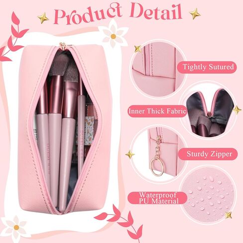24 Pcs Preppy Makeup Bag PU Leather Cosmetic Bag Bulk Makeup Pouch Plain Cosmetic Pouch Waterproof Toiletry Bags for Women Traveling Preppy Pencil Case Travel Purse Cosmetic Organizer, 4 Colors in Saudi Arabia