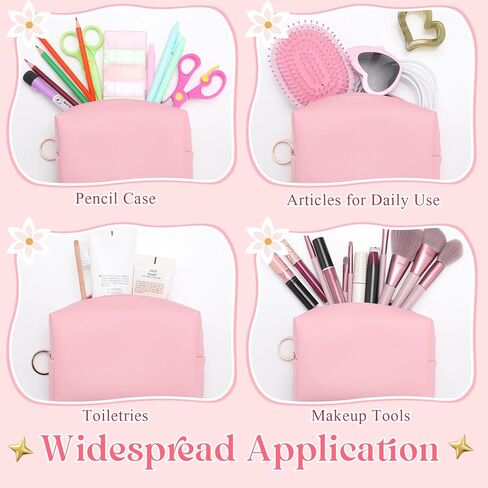 24 Pcs Preppy Makeup Bag PU Leather Cosmetic Bag Bulk Makeup Pouch Plain Cosmetic Pouch Waterproof Toiletry Bags for Women Traveling Preppy Pencil Case Travel Purse Cosmetic Organizer, 4 Colors in Saudi Arabia