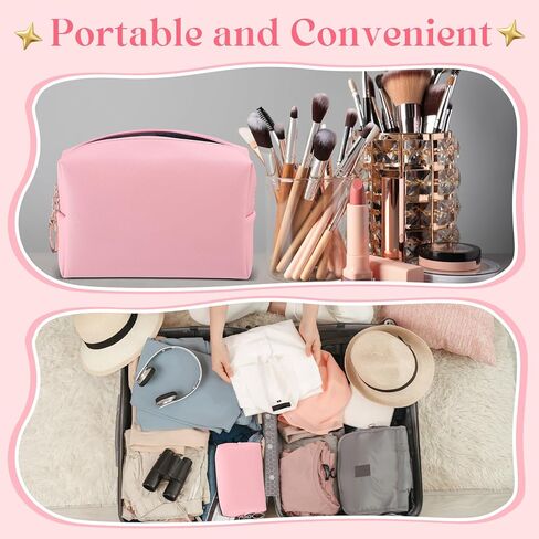 24 Pcs Preppy Makeup Bag PU Leather Cosmetic Bag Bulk Makeup Pouch Plain Cosmetic Pouch Waterproof Toiletry Bags for Women Traveling Preppy Pencil Case Travel Purse Cosmetic Organizer, 4 Colors in Saudi Arabia