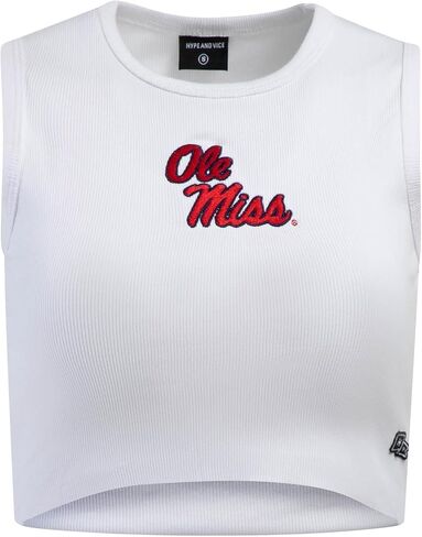 Hype & Vice Cut-Off Tank for Women (Large) - University of Michigan Top for Women, Cropped Fit Tank Top, College Shirts for Game Days - White in Saudi Arabia