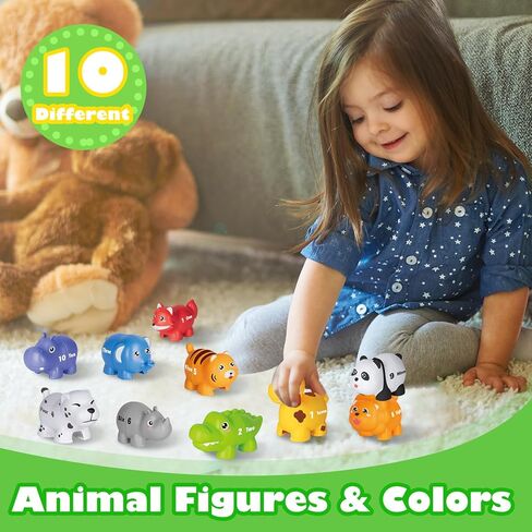 Learning Toys for 2 3 4 Year Old, 20 Pcs Number Matching Game with Digital English, 10 Different Animal Figures, Preschool Activities Montessori Fine Motor Toys for Toddlers Kids in Kuwait