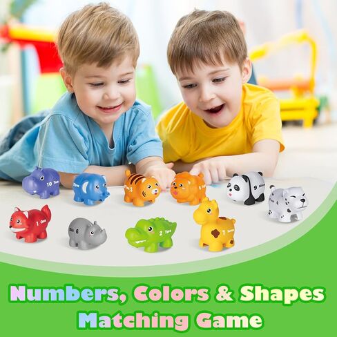 Learning Toys for 2 3 4 Year Old, 20 Pcs Number Matching Game with Digital English, 10 Different Animal Figures, Preschool Activities Montessori Fine Motor Toys for Toddlers Kids in Kuwait
