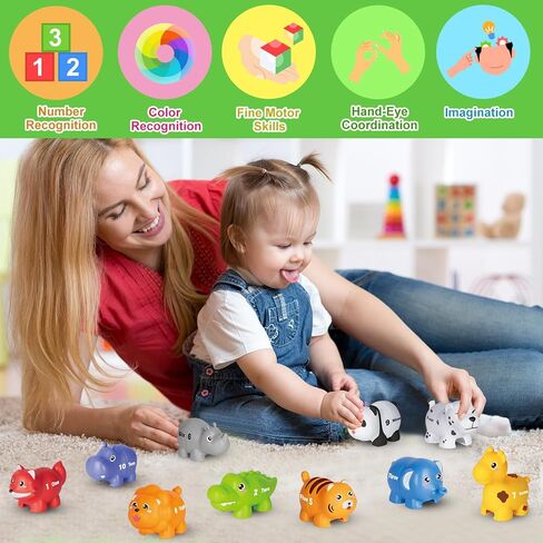 Learning Toys for 2 3 4 Year Old, 20 Pcs Number Matching Game with Digital English, 10 Different Animal Figures, Preschool Activities Montessori Fine Motor Toys for Toddlers Kids in Kuwait