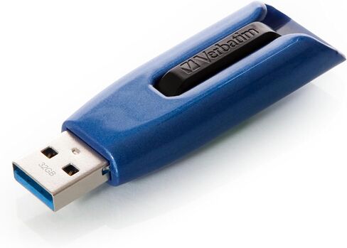 محرك أقراص فلاش Verbatim USB 3.0 Store 'n' Go V3 Max بسعة 128 جيجابايت - بدون غطاء ومتوافق مع أجهزة الكمبيوتر الشخصية/Mac - أزرق in Saudi Arabia